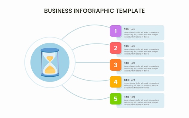 Zandklokconcept met vijf optie veld zakelijke infographic sjabloon