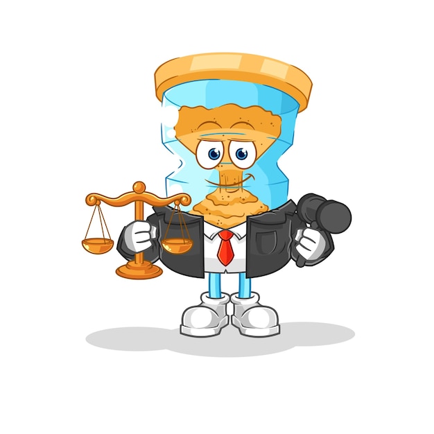 Zandloper advocaat cartoon cartoon mascotte vector