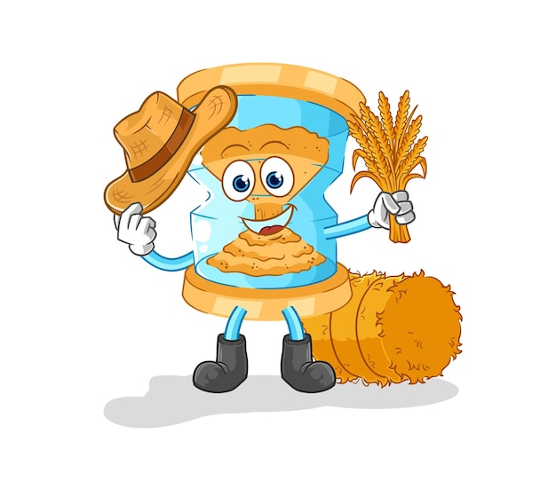 Zandloper boer mascotte cartoon vector