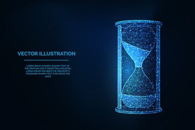 Zandloper lage veelhoekige draadframe illustratie
