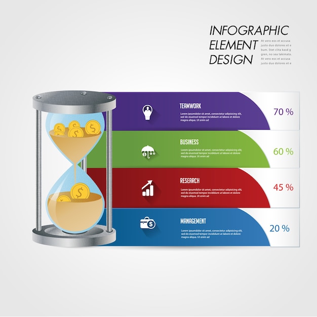 Zandloper symbool grafiek infographic element.