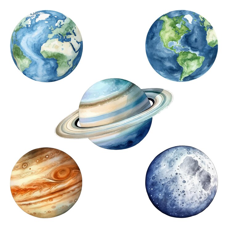 Vector zaterdag jupiter aarde en maan vectorillustratie geïsoleerd op witte achtergrond