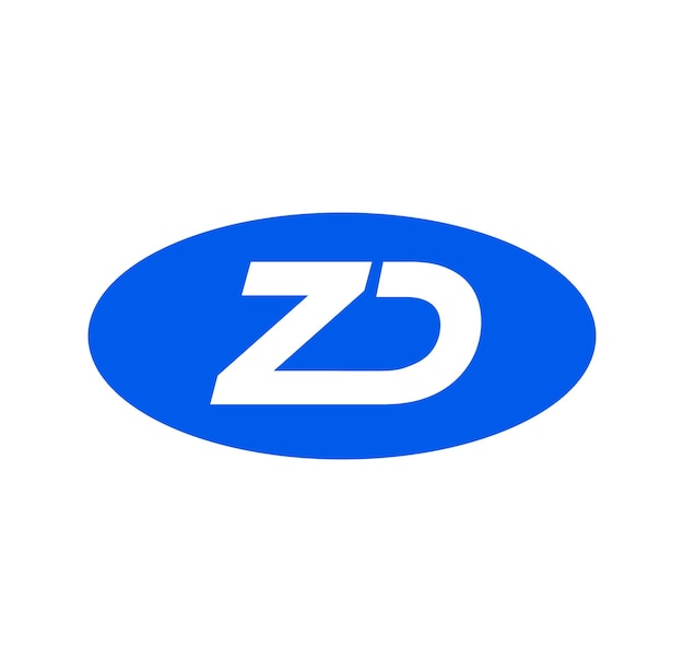 ZD brand monogram ZD letters on blue oval vector icon