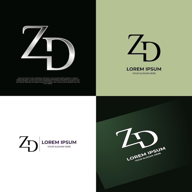Vector zd initial modern typography emblem logo template voor bedrijven