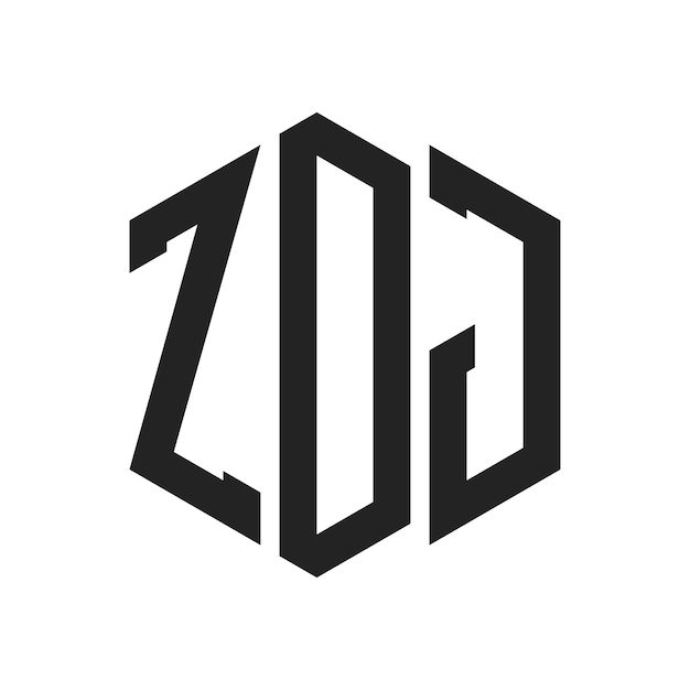 ZDJ ロゴ デザイン イニシャルレター ZDJ モノグラム ロゴは六角形を使用しています
