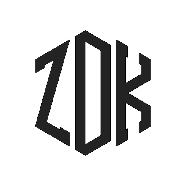 Дизайн логотипа ZDK Первоначальная буква ZDK Монограмма Логотип с использованием шестиугольной формы