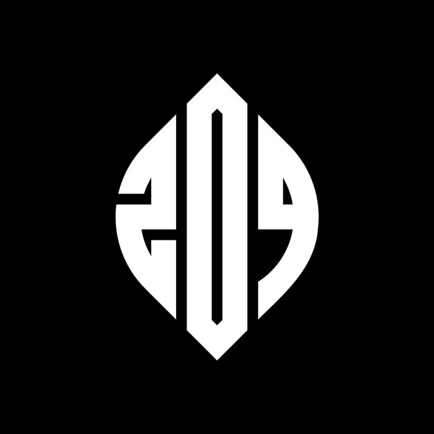 Дизайн логотипа ZDQ круговой буквы с формой круга и эллипса ZDQ эллипсовые буквы с типографическим стилем Три инициалы образуют логотип круга ZDQ Круговая эмблема Абстрактная монограмма Письмо Марка Вектор