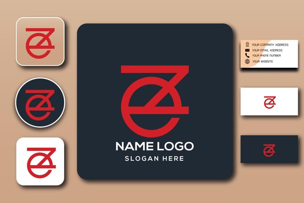 ZE monogram logo sjabloon kleur bewerkbaar