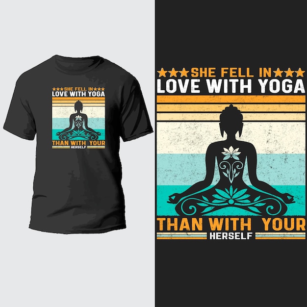 Ze werd verliefd op yoga dan op je zelf t-shirtontwerp