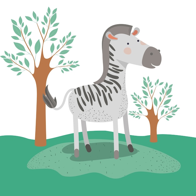 Zebra animale caricatura nella foresta