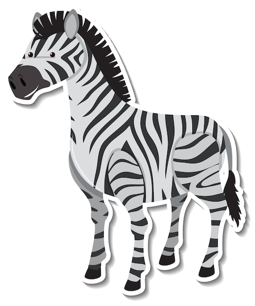 Un adesivo cartone animato animale zebra