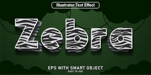 Zebra animal vector editable text effect