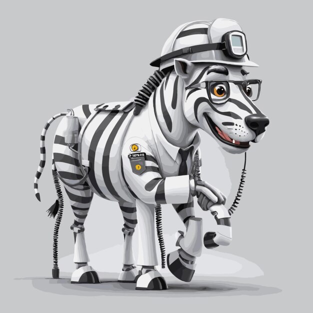 Vector zebra as engineer vector on white background