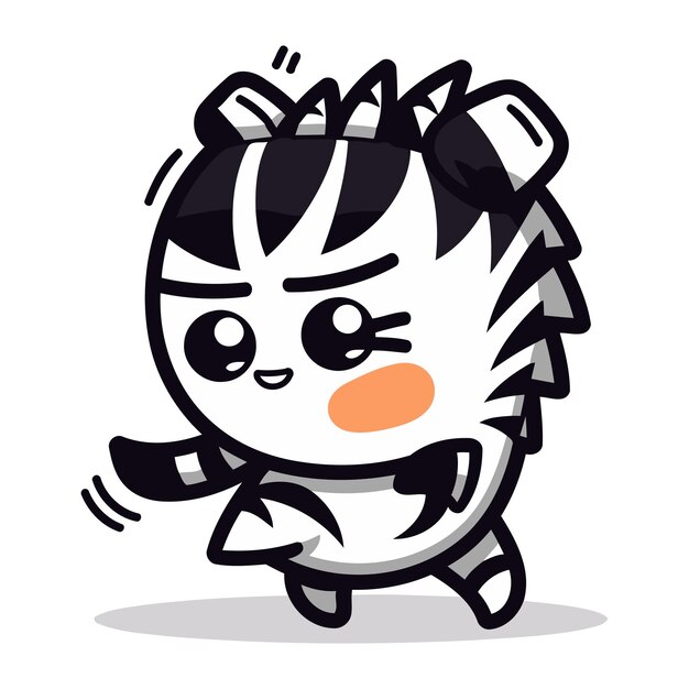 Zebra Cartoon Mascot Character Vector Illustration Isolated on White Background