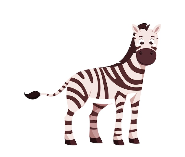 Zebra character concept black and white striped animal african savannah and fauna jungle and