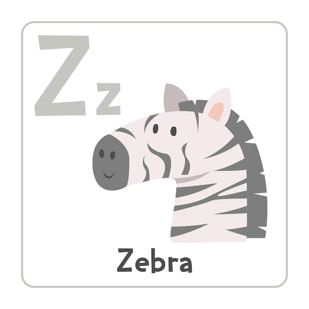 Zebra clipart Zebra vector illustratie cartoon platte stijl Dieren beginnen met de letter Z