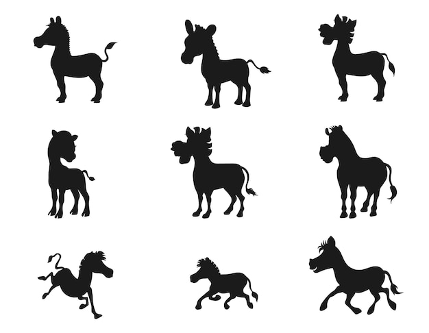 Zebra collectie voor kinderen geïsoleerde vector silhouet