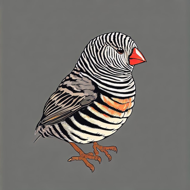 Zebra Finch Bird Print HighQuality Avian Vector Wand Decoratie