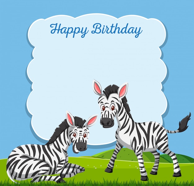 Vector zebra on happy birthday card