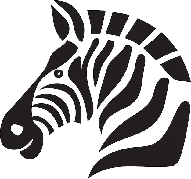 A zebra head with a black and white pattern.