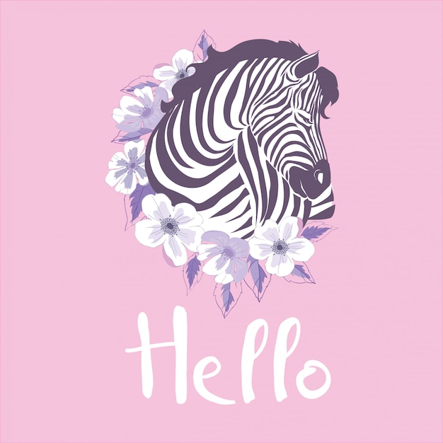 Zebra illustration on pink background