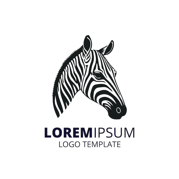 Zebra Logo Template Minimal animal logo head Vector Illustration