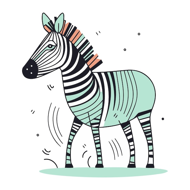 Zebra met de hand getekende vectorillustratie in doodle-stijl