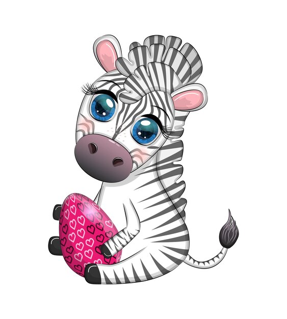 Zebra met paasei bloemen pasen wenskaart