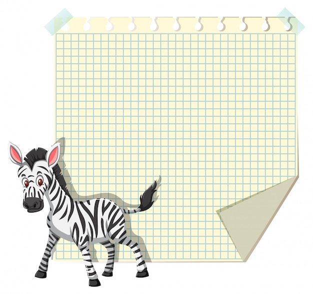 Zebra on note background