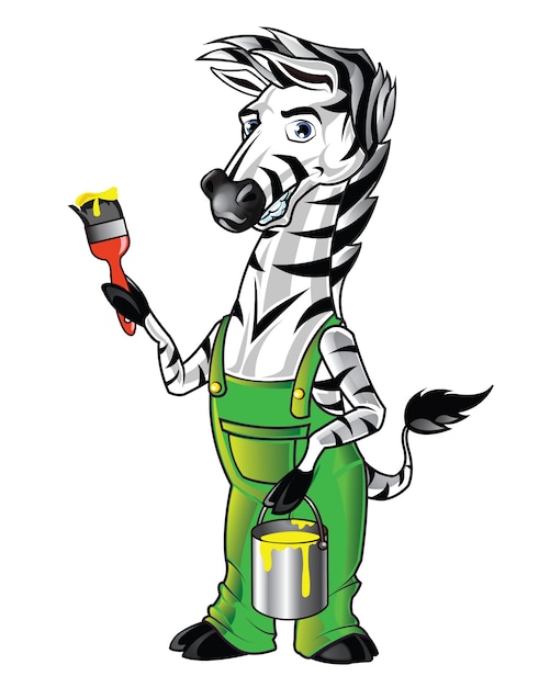 Zebra painter cartoon mascot