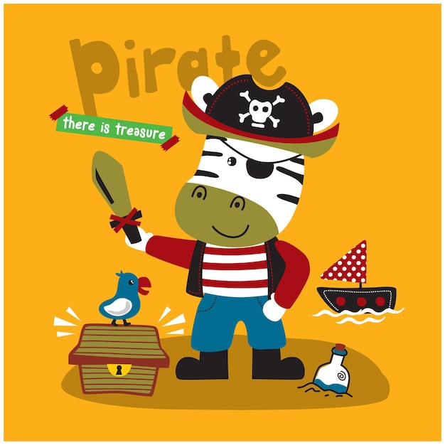 Zebra the pirates funny animal cartoon