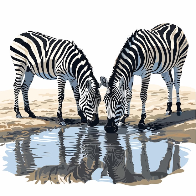 Vector zebra's bij waterpoel 4