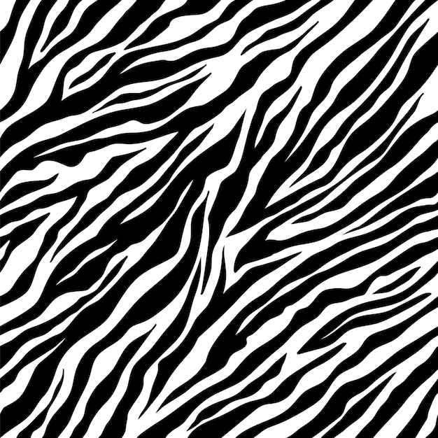 Zebra seamless pattern black and white zebra stripes vector zoo fabric animal skin material