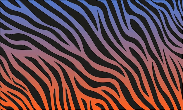 Zebra skin pattern and Tiger fur seamless illustration with color gradient background