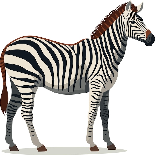 Полосатая зебра-лошадь африканской саванны, векторная иллюстрация животных мультфильмов