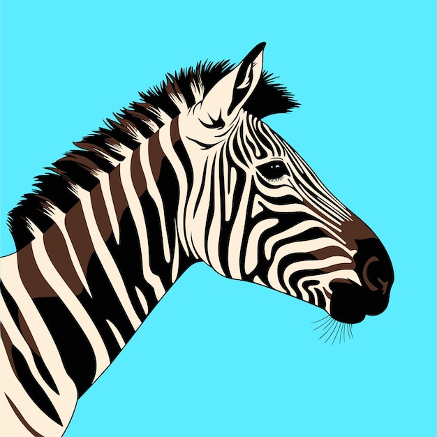 Zebra striped horse African savannah animal cartoon vector illustration