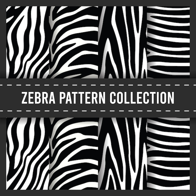 Vector zebra stripes print seamless pattern set