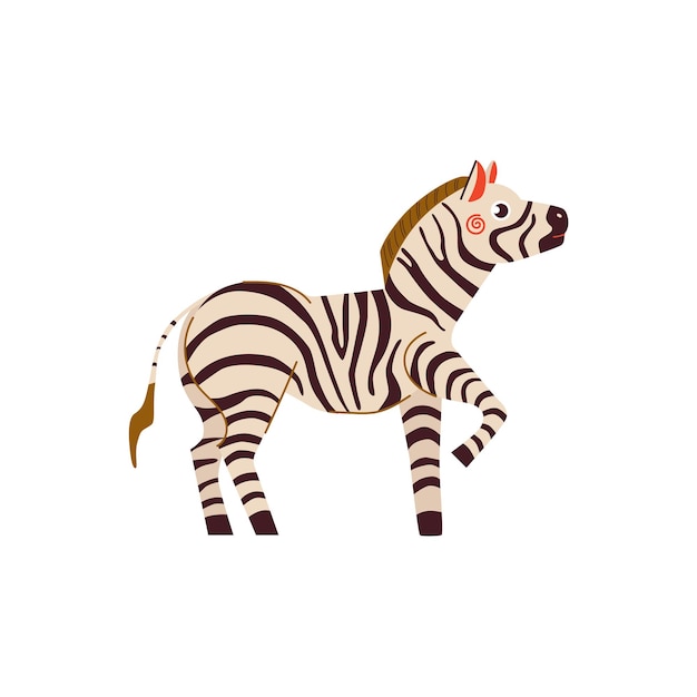 Zebra vector flat cartoon illustration cute african zebra