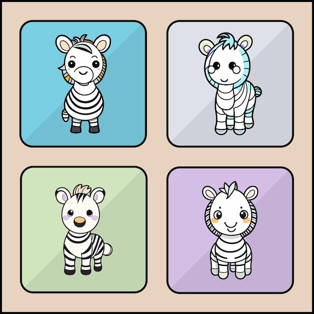 Zebra vector icon set