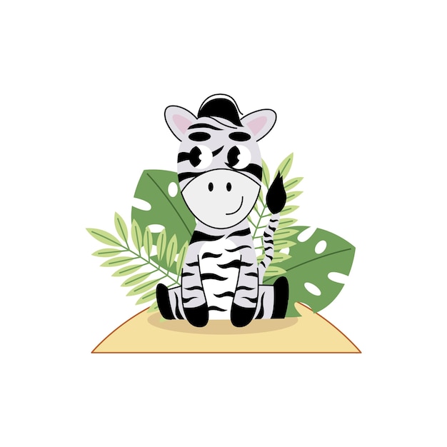 Zebra illustrazione vettoriale simpatico animale per bambini