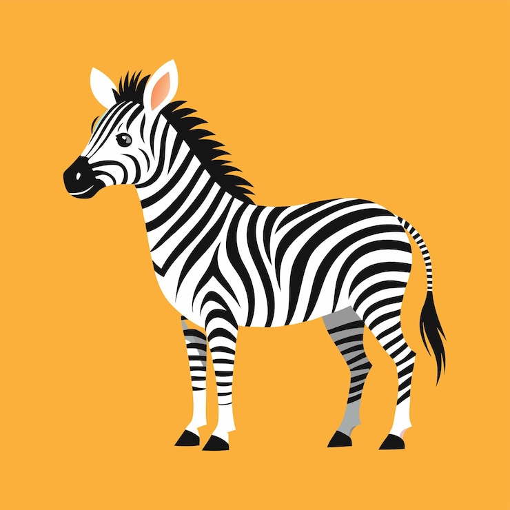 Vector zebra vector kunst geïsoleerd op een oranje achtergrond