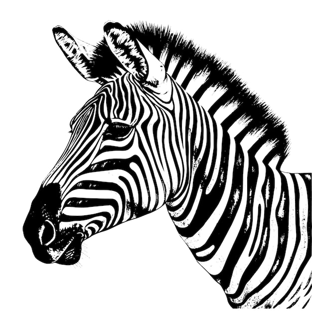 Vector zebra vector tekening geïsoleerde hand getrokken gegraveerde stijl illustratie