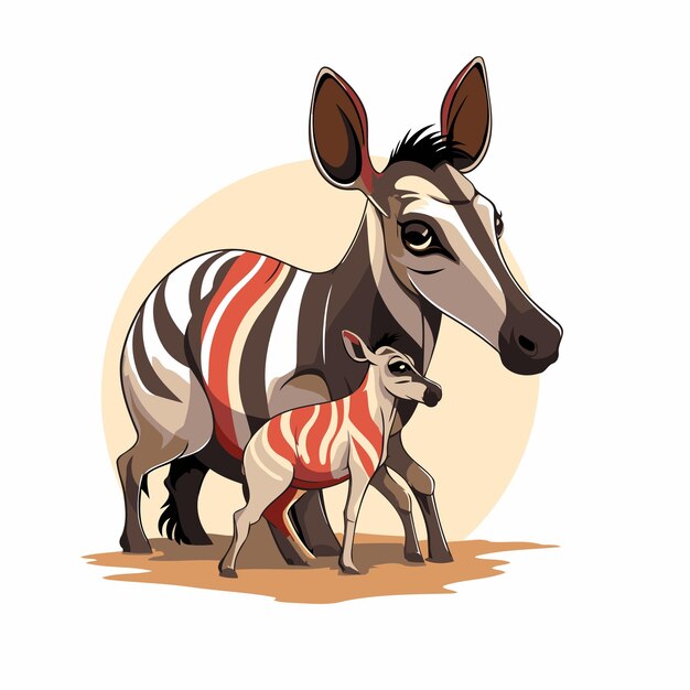 Vector zebra with baby vector illustration of a zebra and baby zebra