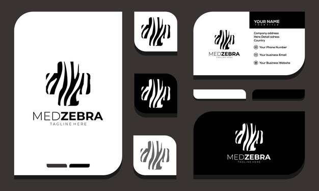 Zebra with cross logo design and business card inspiration