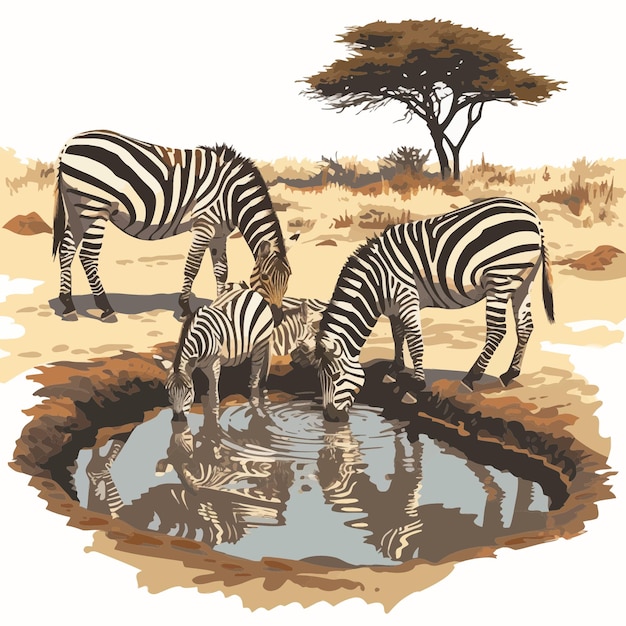 Zebras at waterhole 1