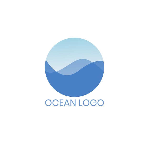 Zee oceaan golven logo-ontwerp in een eenvoudige cirkelvorm