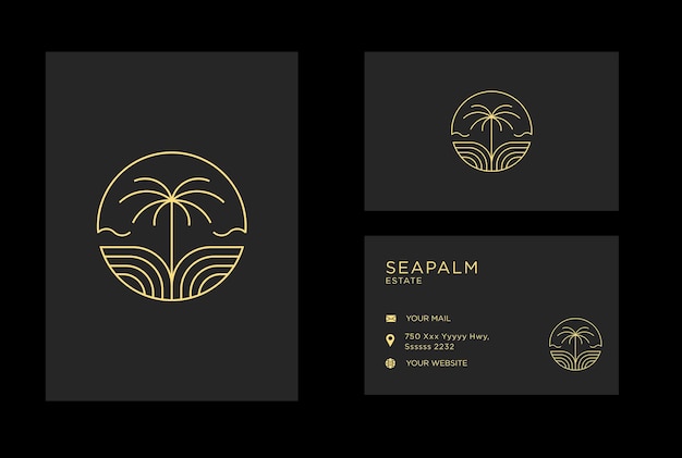 ZEE, PALM, ONROEREND GOED, SCHOONHEID, LUXE LOGO SET SJABLOON