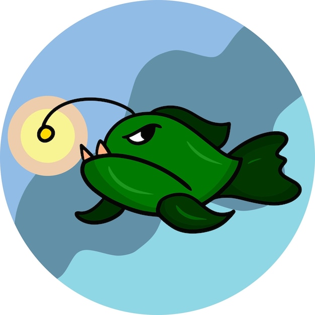 Zeeduivel Roofzuchtige groene vis met scherpe tanden cartoon vectorillustratie
