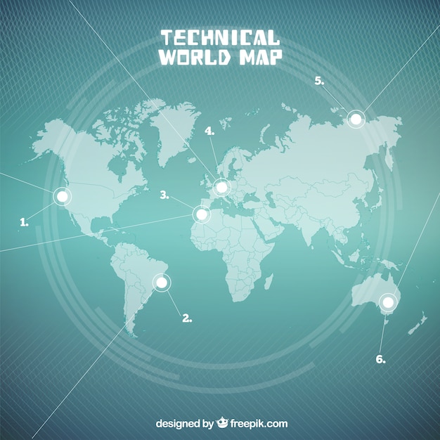 Zeegroen Technische World Map