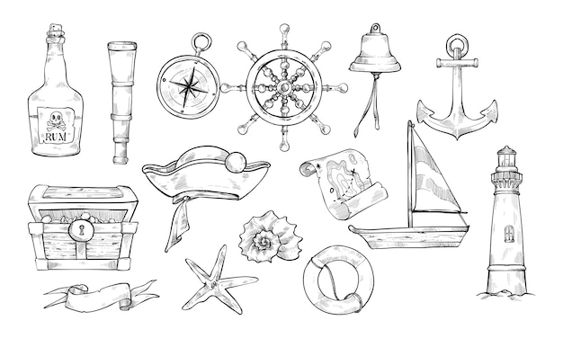 zeeman met de hand getekende illustratie gravure